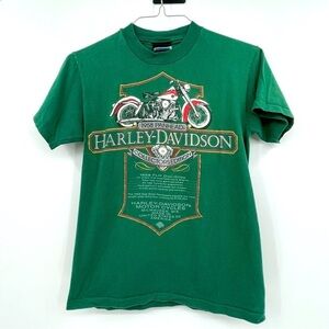 Harley Davidson T-Shirt | Crewneck | Green | Size Small